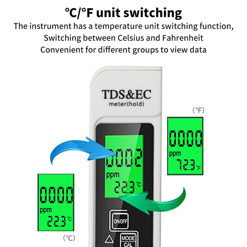 Professional 3 In 1 Tester Water Meter Tds Ec Temperature Meter Digital Lcd Water Testing Pen Purity Filter Water Quality
