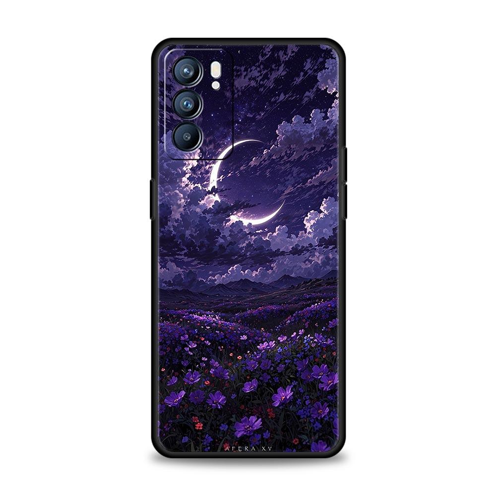 Moon Cloud Comic Style Phone Case For Oppo Reno14 Reno13 Reno12 11 F 10 Find X5 X9 Pro A54 5G A53 A9 A16 A78 4G A80 A98 Cover