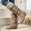 European and American Winter New Thick-soled Velvet Thickened Snow Boots for Women, Large Size Warm Towel, High Boots, Cotton Shoes for Women