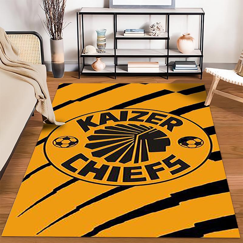 Kaizer Chiefs Logo with Bold Stripes Rug Non-slip Rug Suitable for Living Room and Bedroom Sofas