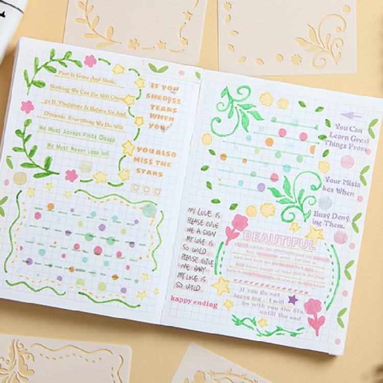 6 Stück Retro Blumen Schablonen Vorlage Zeichenschablonen Ausgeschnittene Blumenschablonen für Handgemachte Kunstprojekte