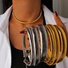 European Punk 18K Gold Titanium Steel Elastic Choker Necklace with Goose Throat Collar