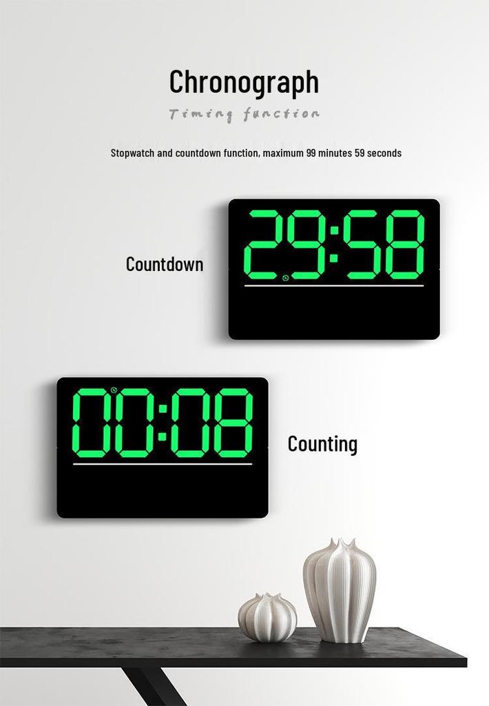 LED Digital Wall Clock with Bluetooth & Auto Time Sync for Living Room - Model 6667