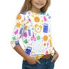 Kids Printed Round Neck Three-Quarter Sleeve Top for Back to School Casual Wear
