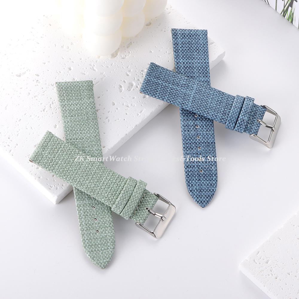 Denim Watch Strap 20mm 22mm for Omega Business Watchband 18mm 24mm Blue Brown Fabric Wristband for Men Women Watches Accessories