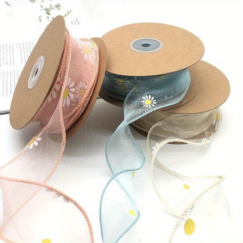 DIY Trim Ribbon for Bows 10 Yard Cake Gift-wrapped Bow Hand-decorated 9m*4cm Floral Edge Wave Ribbon Yarn Daisy Ribbon