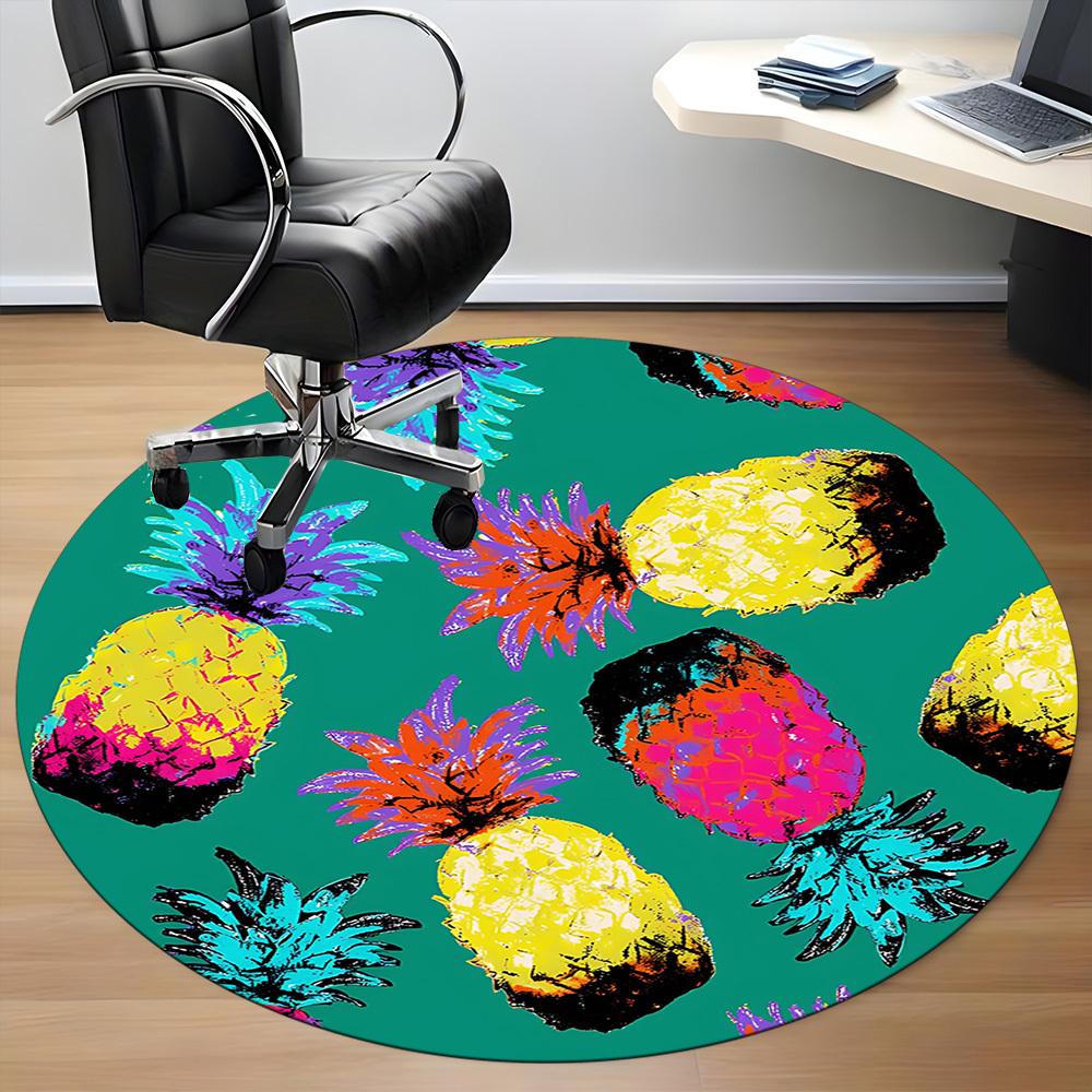 1pc Pineapple Pattern Office Round Rug, Non-slip, Soft and Durable Office Rug for Interior Decoration, Perfect for Office, Beautiful Decoration yy2603