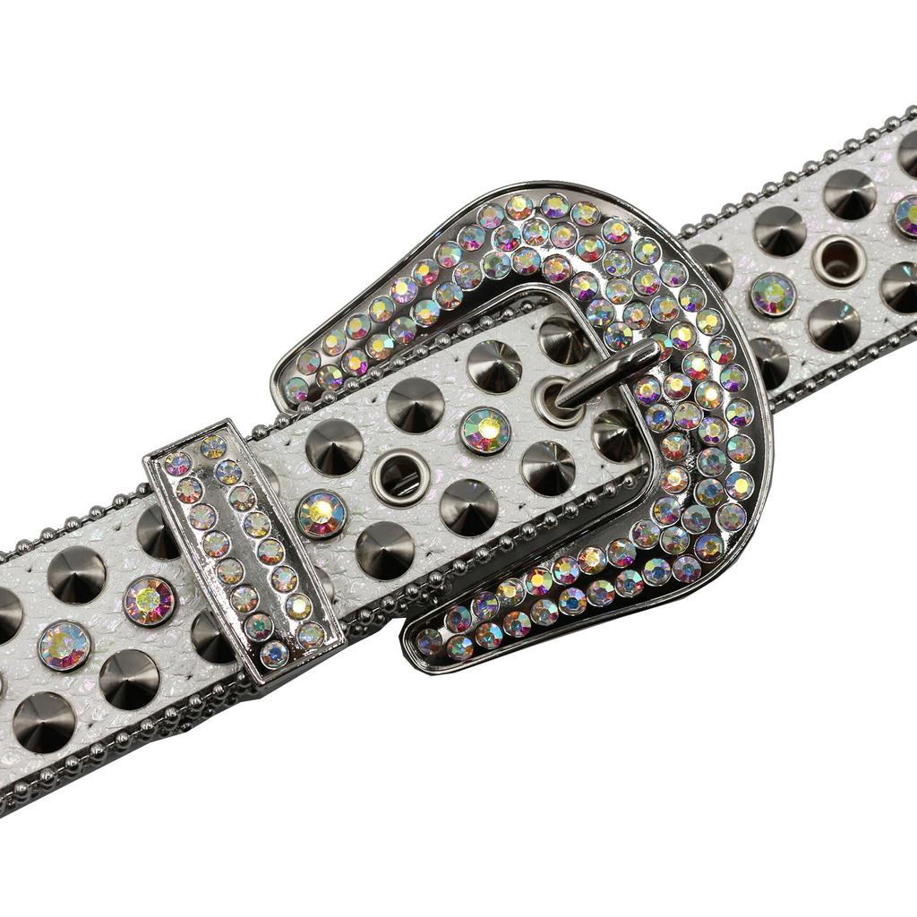 Rhinestone Belt Belt Men'S Rivets Inlaid Alloy Pin Buckle Personality Hip Hop Punk Dark Wind Direct Sales