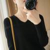 Women's V-Neck Pullover Sweater 2023 - Autumn/Winter Slimming Plus Size Basic Knit Top