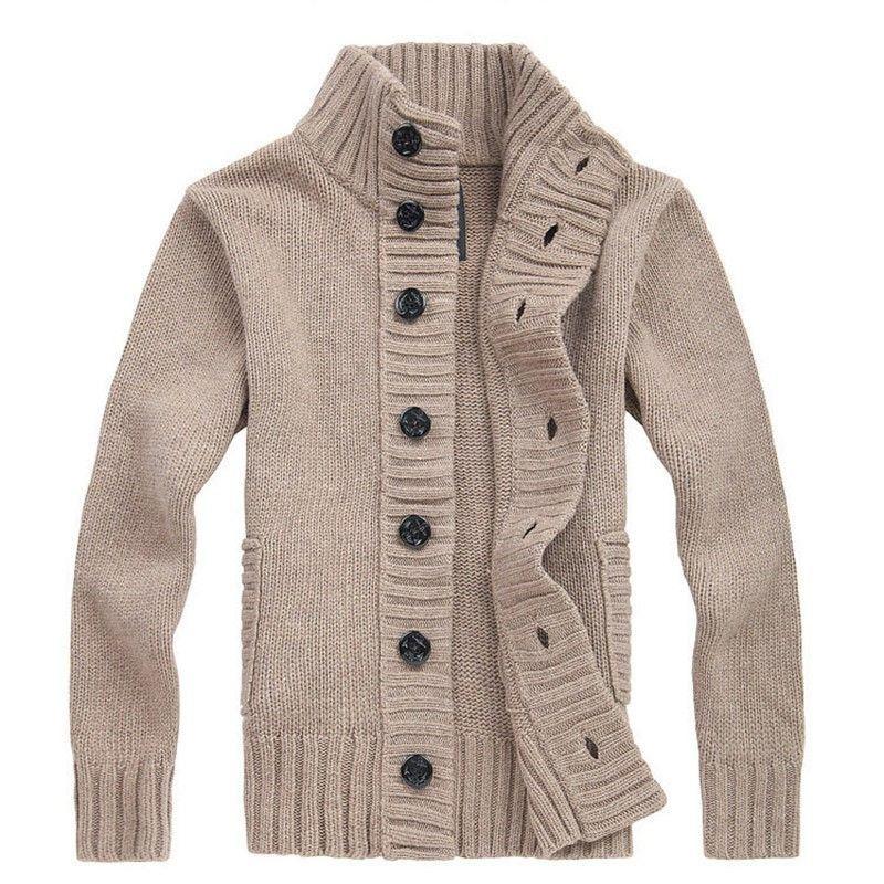 Кардиган мужской свитер вязаный свитер простой повседневный на пуговицах большой размер мужское пальто 2XL 3160₽