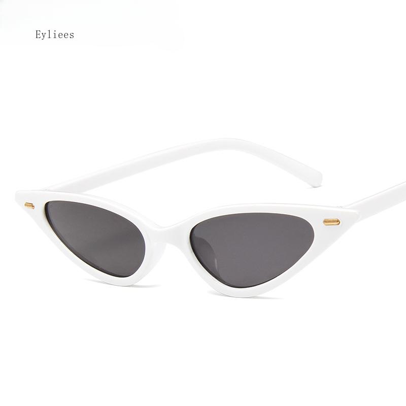 Small Cat Eye Sunglasses Women Brand Designer Vintage Rivet Narrow Triangle Sun Glasses Female Black Shades Streetwear Eyewear
