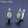 Černá Awn Classic 925 Sterling Silver Kulaté Černé Trendy Spinel zásnubní kruhové náušnice pro ženy Jemné šperky Bijoux I149