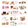 Forest Home Animal Family Mini Rabbit Villa Living Room Kitchen Bedroom Garden Micro Furniture Set Girl Pretend Play Toy Model