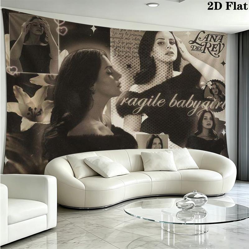 Lana Del Rey Poster Wandteppich Ästhetisches Wandbehang Gedruckter Stoffdecke Dekorative Wandteppiche für Schlafzimmer Wohnzimmer Heimdekoration