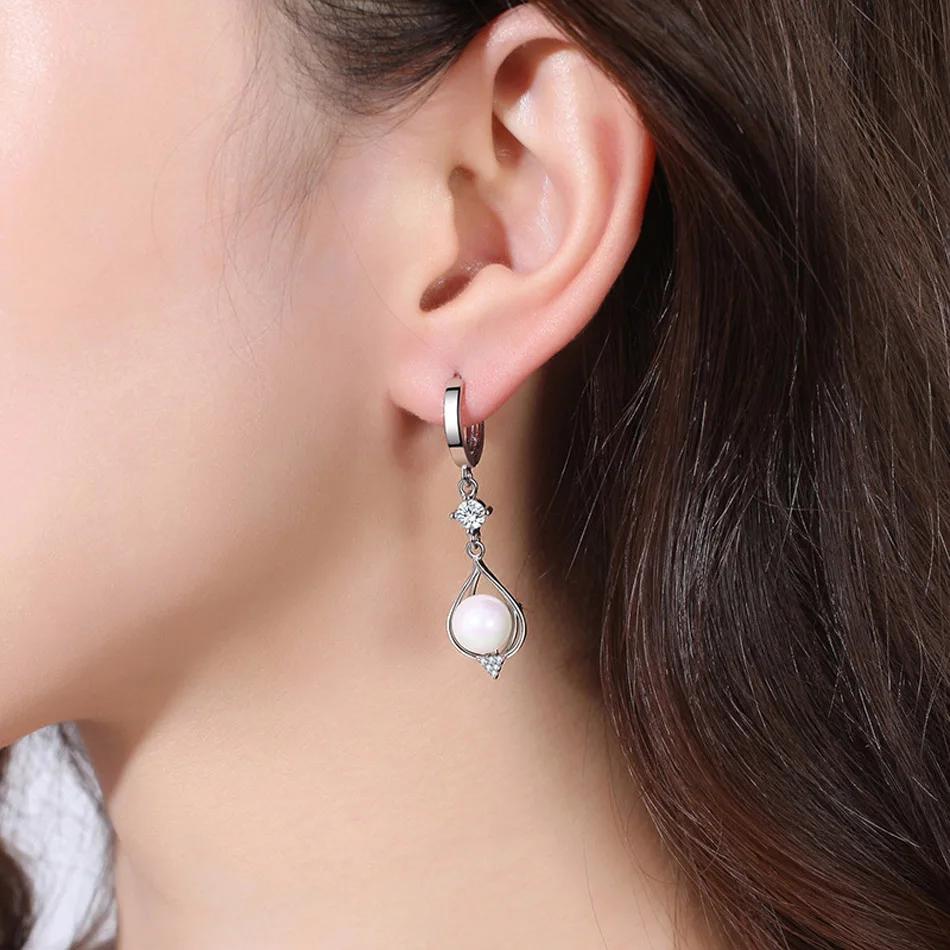 Andara 925 Sterling Silver Water Drop Natural Pearl Earrings for Women Wedding Gift Fashion Jewelry