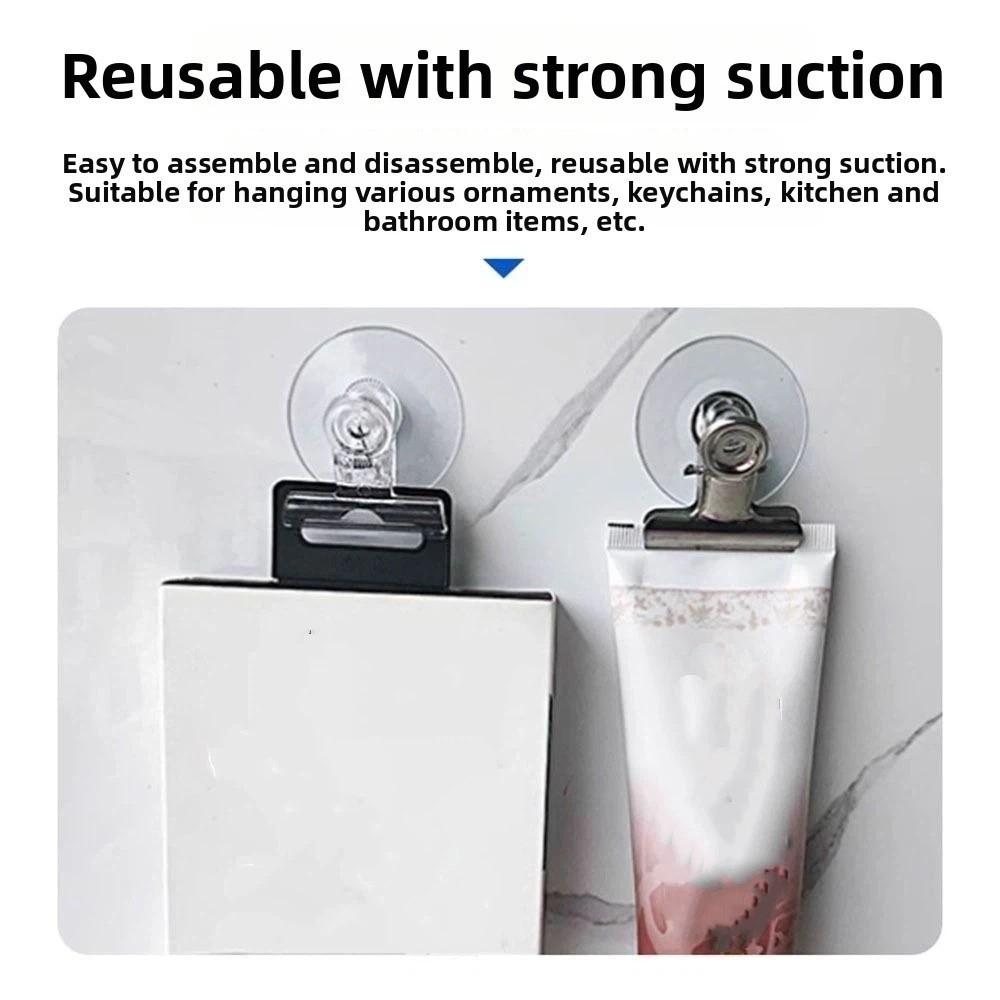4Pcs Transparent Suction Cup Clip Detachable No Drilling Windshield Ticket Clip Reusable Multi-function Recipe Holders Holder