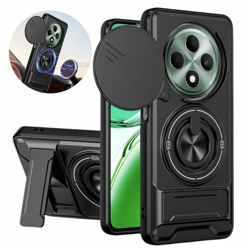 Armor Funda For OPPO Reno12 F 5G Case Lens Protector Cover For Reno 12F Reno12 F Reno12F 5G Car Magnetic Ring Stand Holder Funda