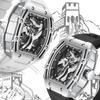 Mark Fairwhale Automatic Mechanical Watch for Men 46mm Alloy Case Rubber Band Waterproof Luminous Skeleton Embossed Dial
