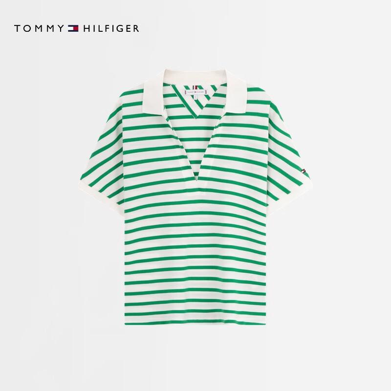 Tommy Hilfiger Women's 2025 S/S Premium Lyocell V-Neck Polo Tee