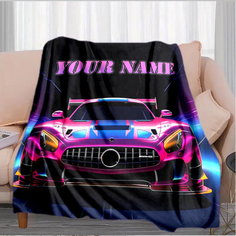1PC Custom Name "Neon Dreams" Flannel Blanket Versatile, All-season Throw Suitable for the Living Room, Bedroom, Camping, Travel, and Gift