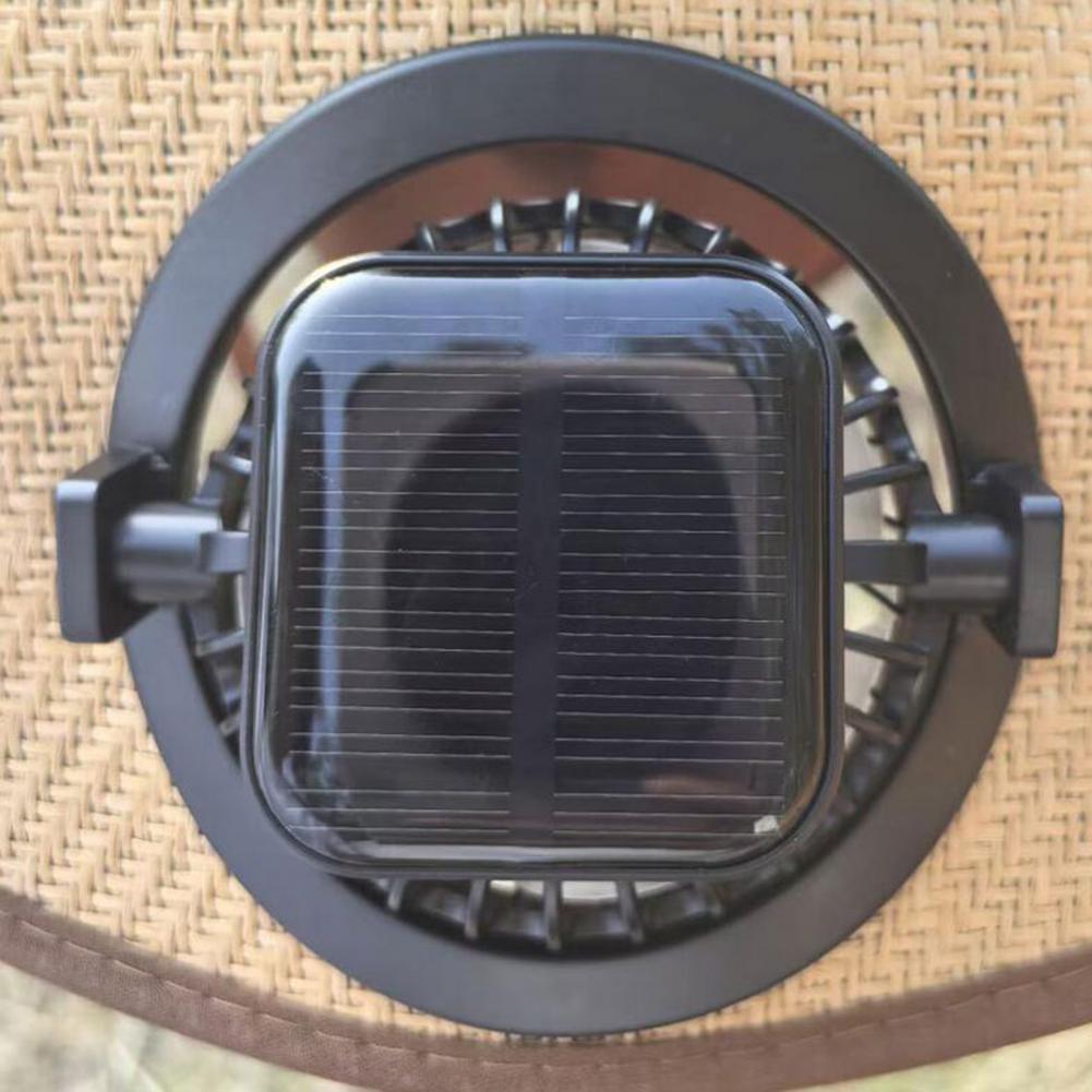 Solar Powered Ventilation Cap Straw Woven Hat Solar-powered Visor Hat with Dual Fans for Outdoor Activities Wide Brim for Beach