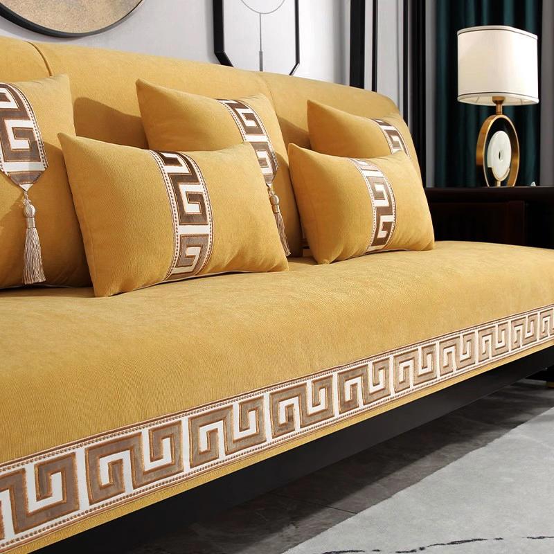Four Season Sofa Cover Thick and Durable Anti Slip Sofa Cushion Chinese Embroidered Sofa Towel Leather Fabric L-type Sofa Universal