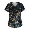 Women's Printed Uniform Work Uniform V-Neck Pocket Protective Work Uniform
