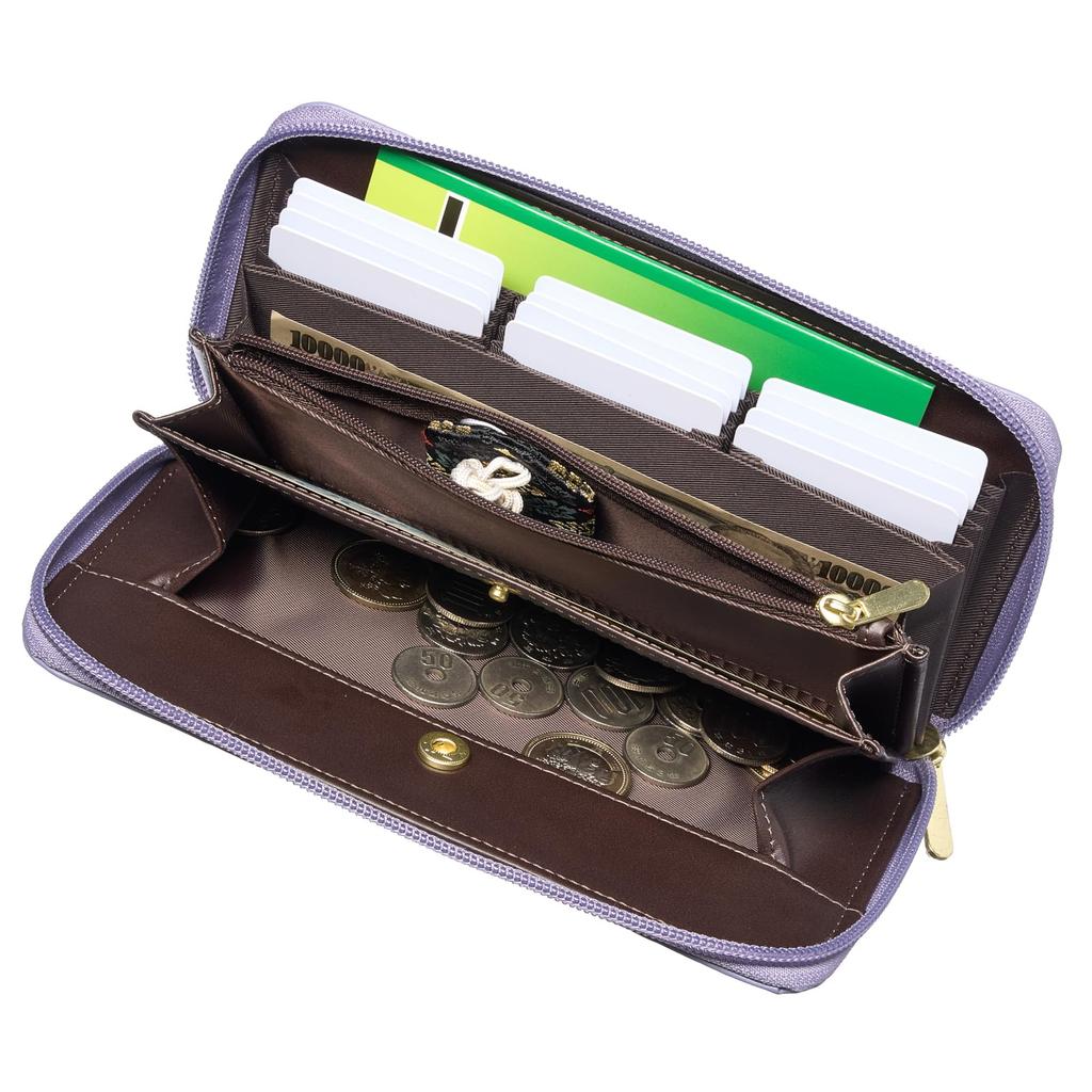 COCO CUTE Women's Frame Long Wallet, Easy-to-Use Round Zipper, Large Capacity, with Coin Purse, Perfect Gift, Original Boxed, Lavender