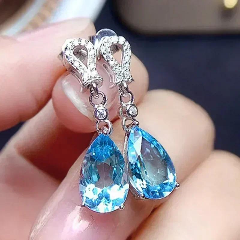 European And American Trendy Sparkling Zircon Oxide Earrings, High End Banquet Fashion Zircon Party Jewelry Long Pendant