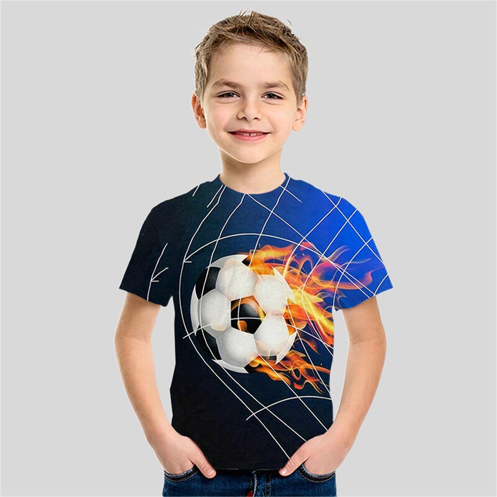 

Футбол Спорт Фитнес 3D Печать Смешные футболки Дети Мальчики Девочки Футболки с круглым вырезом Детская одежда Новые дышащие футболки Детский топ 140