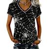 Women's V-Neck Short Sleeve T-Shirt with Halloween Print for Casual Wear