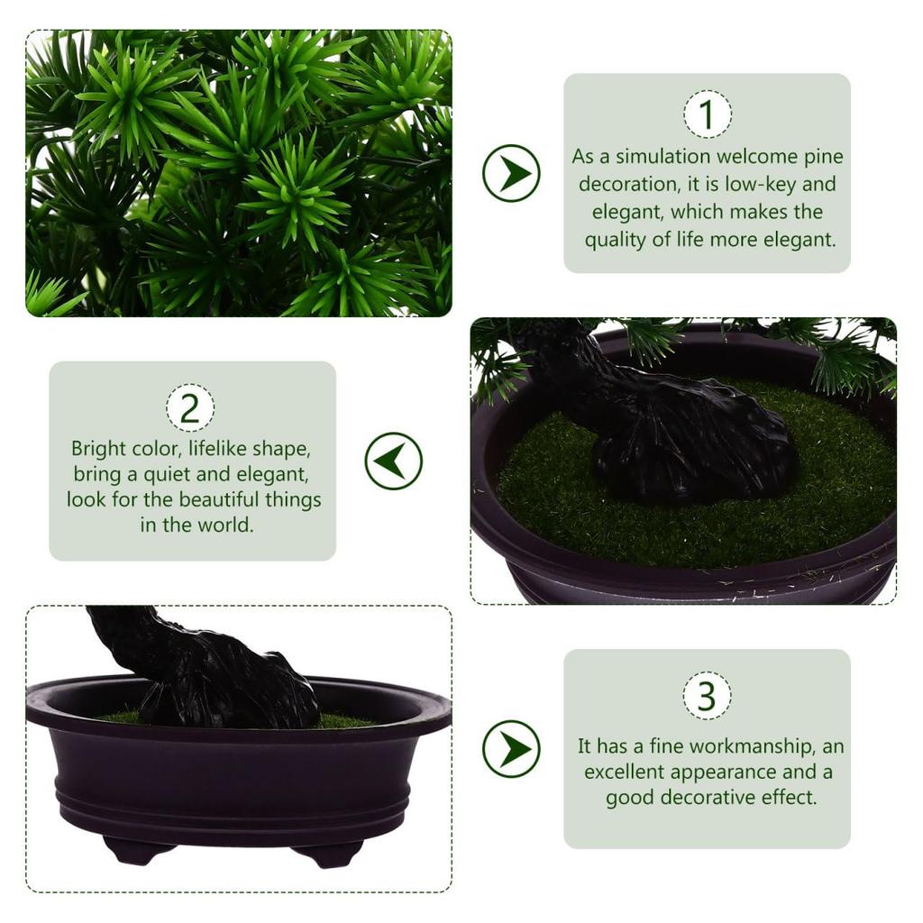 HANABASS Artificial Bonsai Pine Fake Potted Welcoming Tabletop No Maintenance Never Japanese Zen Tree Greenery Plant Pine Direct from Japan