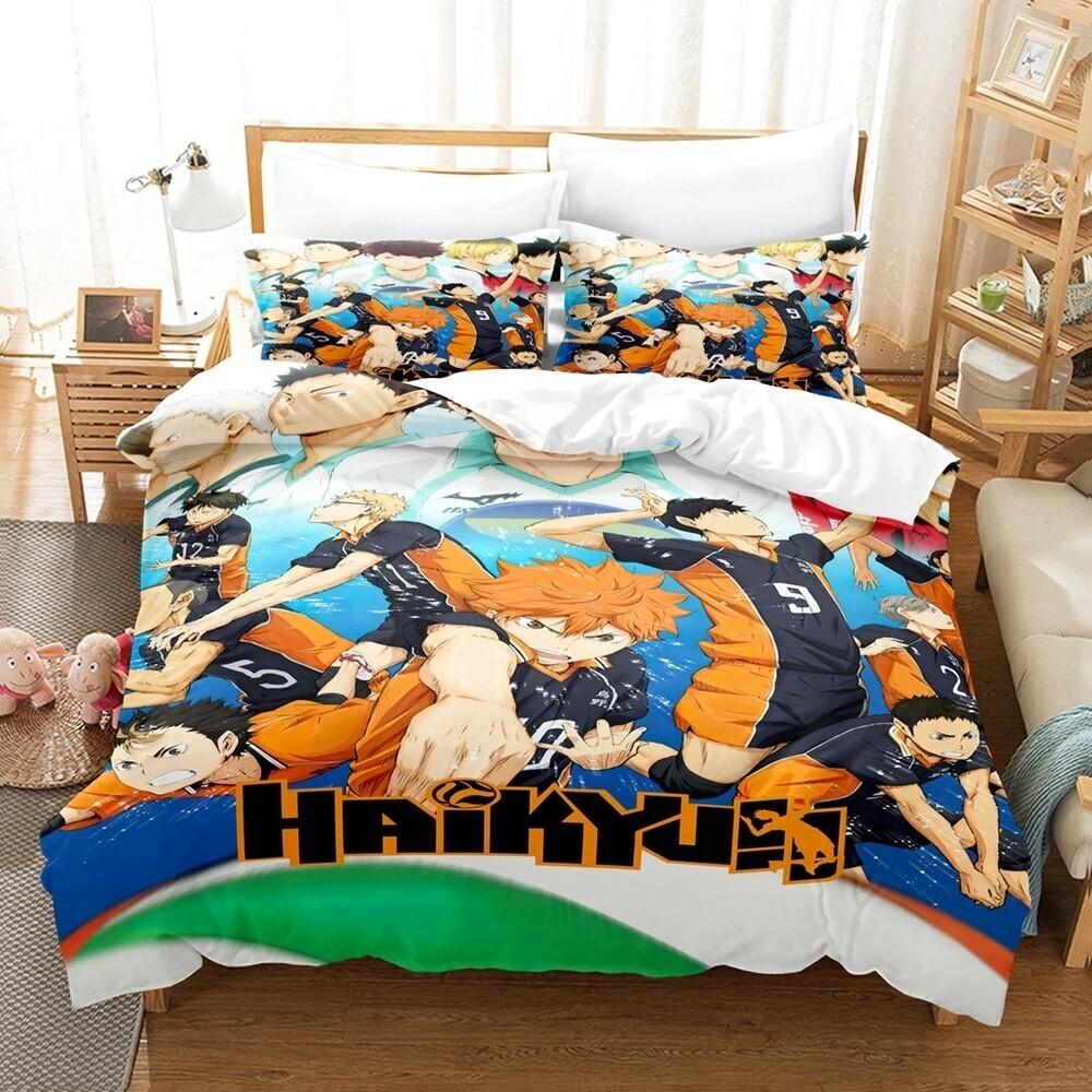Bedding Set Cartoon Anime Haikyuu 3d Printed Volleyball Boys Duvet Cover Set Single Double Luxury Bed Linen For Kids Teens Gift