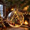 Onbreekbare Plastic Bollen Gloeiende Kerstverhaal Ornament, Mini Vakantiescène in Bal, Oplichtende Cadeau Decoraties Duidelijke Bal Kerstboom Hangend