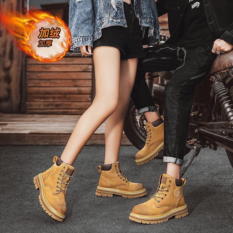 Casual Street Couple Trend Martin Boots Outdoor Velvet Thermal Leather Boots 35