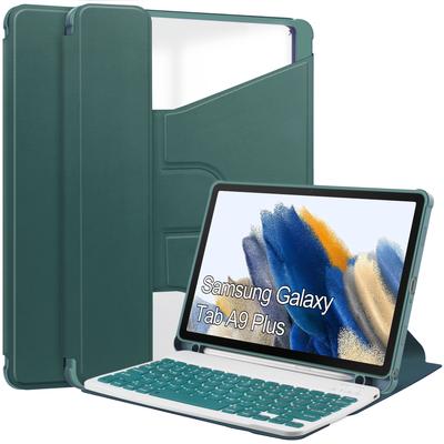 Bluetooth Keyboard Cover for Samsung Galaxy Tab A9 Plus SM-X216 SM-X210 SM-X218 Tablet Transparent 360°rotary Keyboard Leather Case