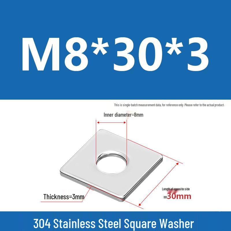 304 Stainless Steel Thickened Square Washer for Curtain Wall (M4-M16)