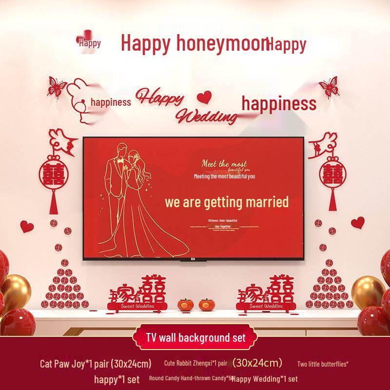 Double Happiness Wedding Room Decoration Set for New Homes - Living Room & TV Wall Decor