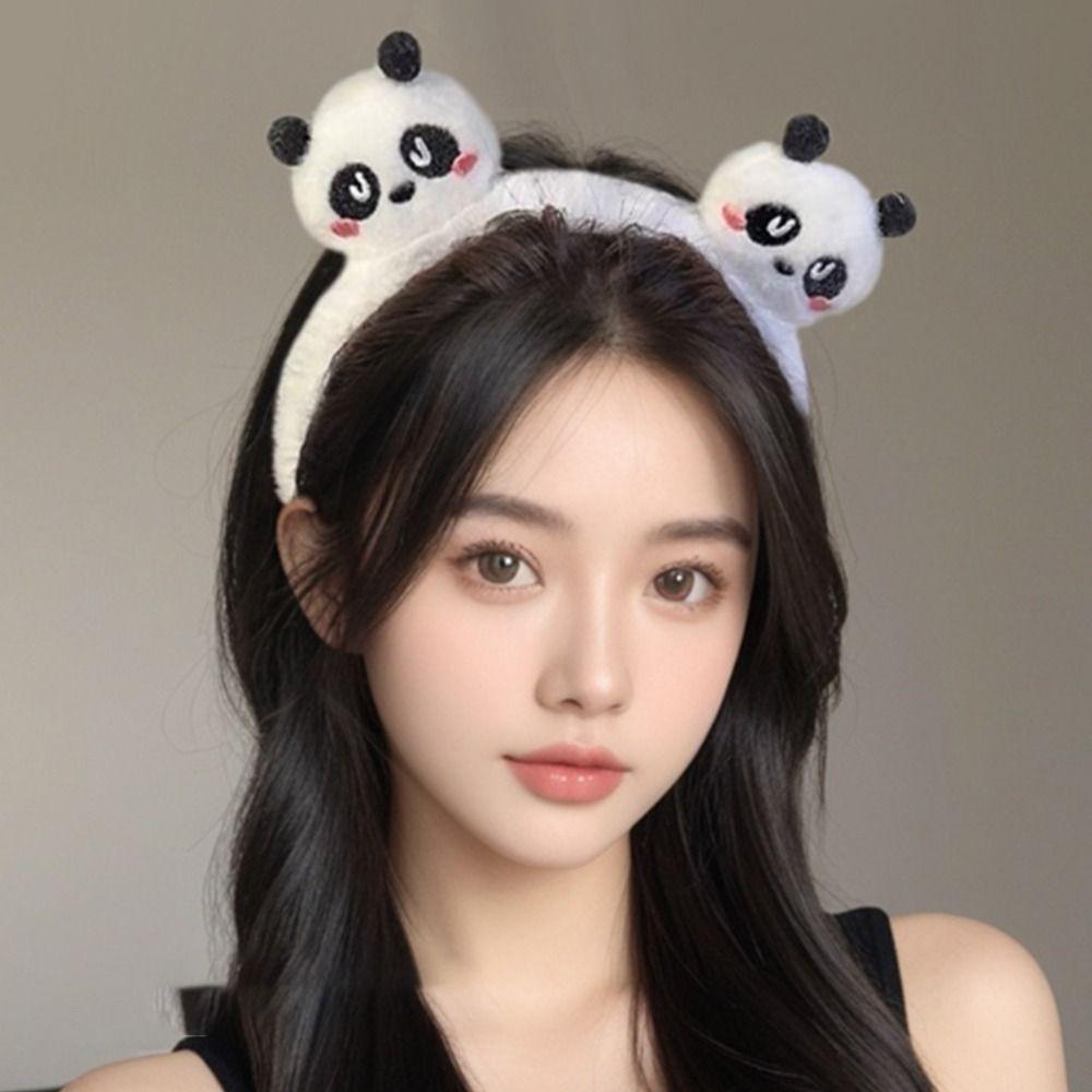 Kawaii Panda Hair Hoop Cartoon Makeup Headwear Fashion Plush Headband  Girl