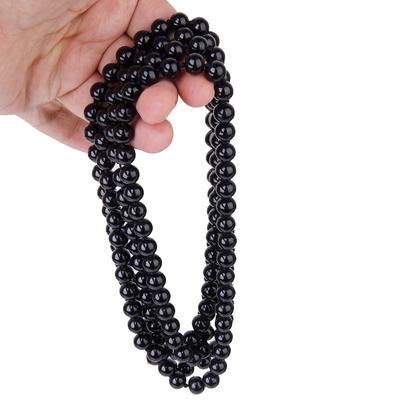 Collana a catena lunga maglione di perle finte nere alla moda