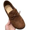 Schafsleder-Version ~ Vintage Wildleder Schleife Brogue Einzelne Schuhe Slipper Damen 2025 Herbst und Winter vielseitige kleine Lederschuhe