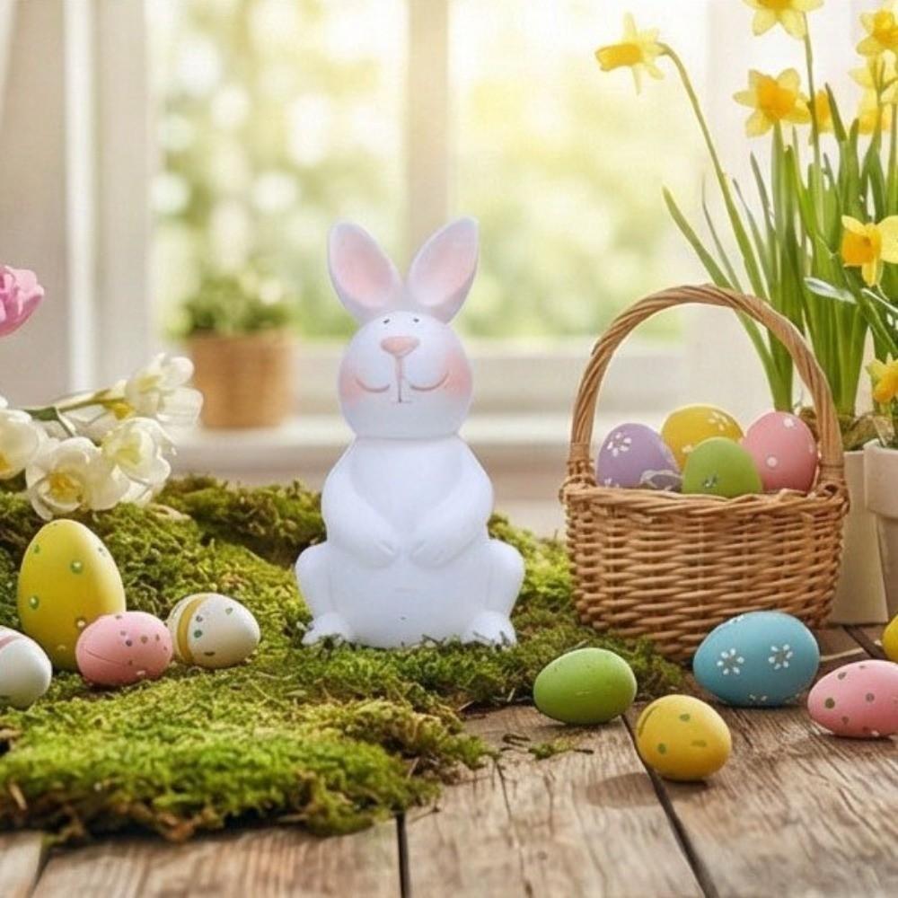 Cartoon Easter Bunny Ornament Plastic Rabbit Figurine Rabbit Statue  Easter Celebration