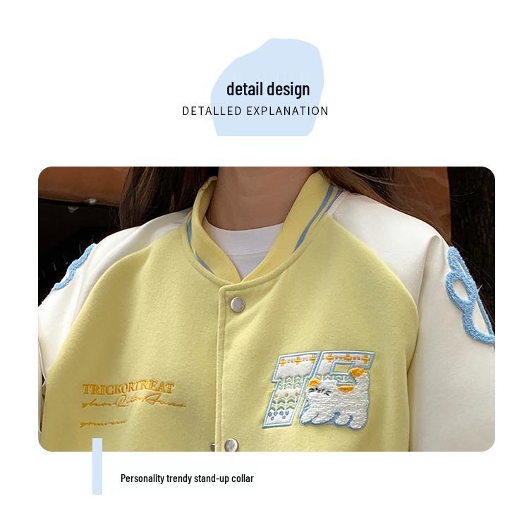 Unisex Color Block Embroidered Baseball Jacket - New Spring/Autumn Loose Fit