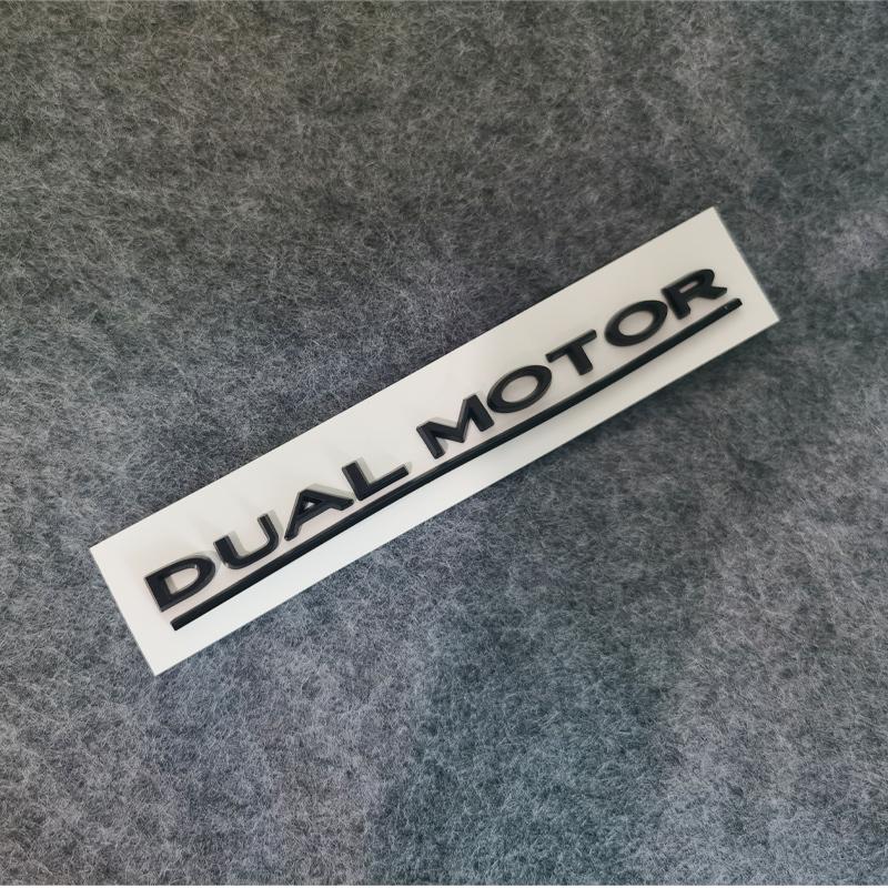 DUAL MOTOR Emblem For Tesla Model 3 Y S X Accessories Underlined Letters  Performance Badge Trunk Sticker Chrome 3D Decal
