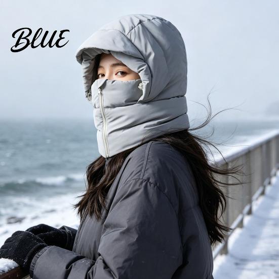 Thickened Scarf Hat for Cold Wind-Resistant Zipper Balaclava Hat Women Winter Face Mask Weather Outdoor