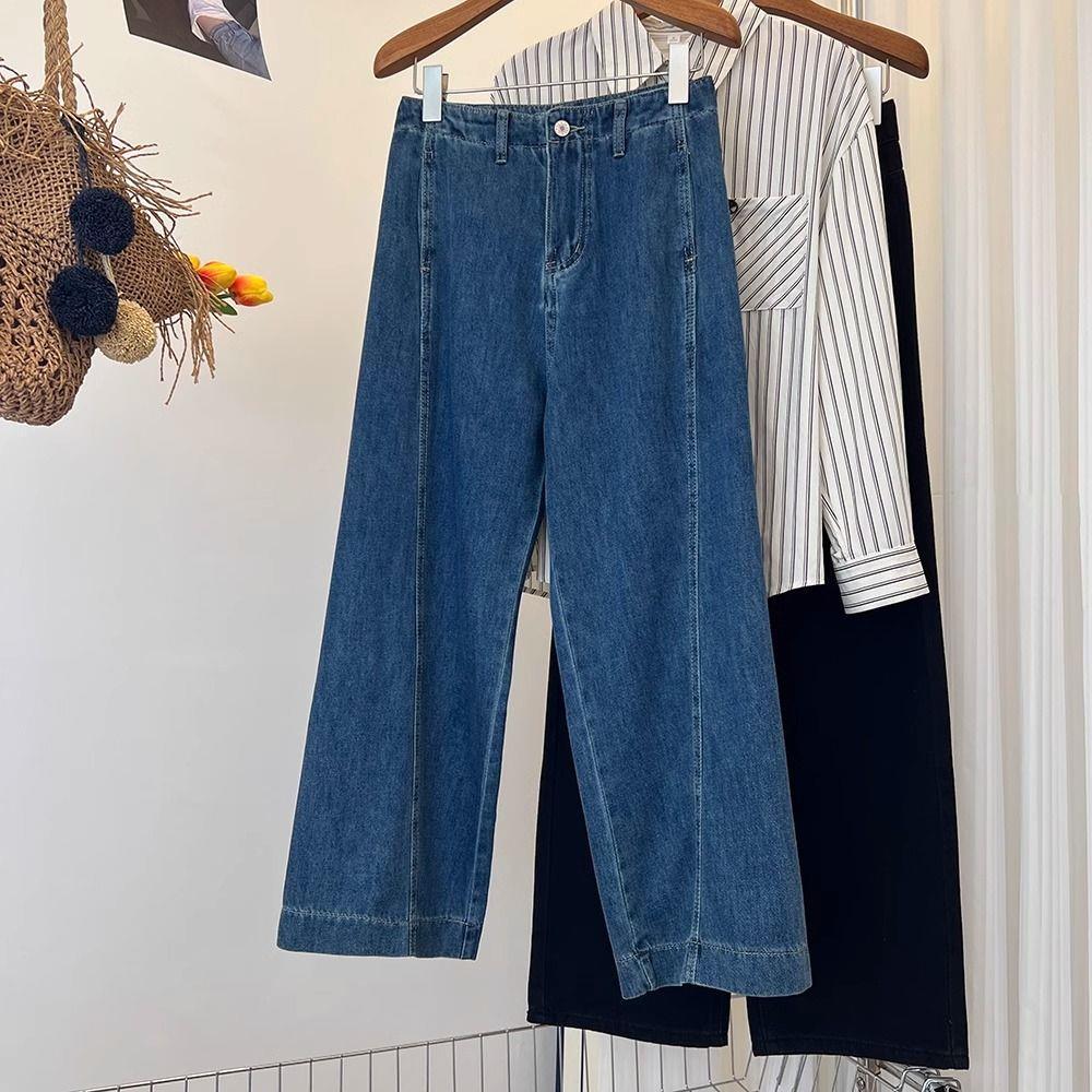 New Arrivals: Plus Size Women s Washed Patchwork Wide-Leg Jeans for Spring 2XL [135-150 Jin]