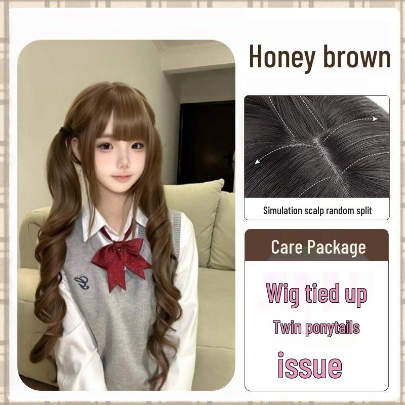 Charming Twin Tails Lolita Wig - 75cm Full Head Set for Girls