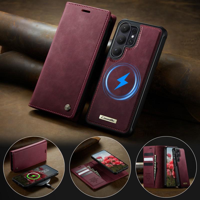 Magnetic Leather Case with Flip Cover for Samsung S26 ULTRA/S25 EDGE - MagSafe Wallet Style
