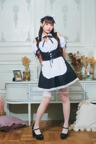 Clearstone GLOWHOLIC Cosplay Halloween Corset Maid, Women's, Size M, Black