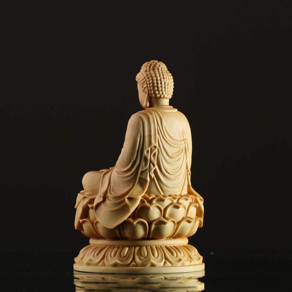 Buddha Shakyamuni Buddha Soto Zen Shakyamuni Buddha Sitzende Statue Buddha Lotus Hohe Qualität Natur Buchsbaumholz Tathagata Buddha Geschnitzter Buddha Holz